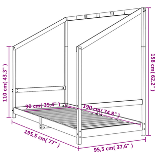 Kids Bed Frame 90x190 cm Solid Wood Pine - Giant Lobelia