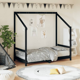 Kids Bed Frame Black 80x160 cm Solid Wood Pine - Giant Lobelia