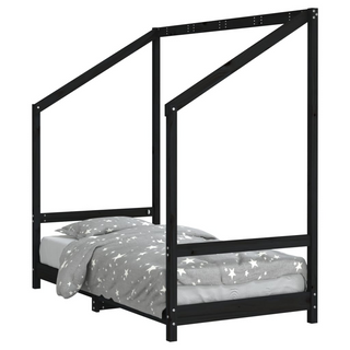 Kids Bed Frame Black 80x160 cm Solid Wood Pine - Giant Lobelia