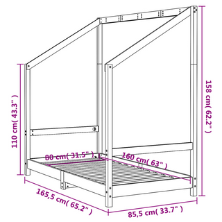 Kids Bed Frame Black 80x160 cm Solid Wood Pine - Giant Lobelia
