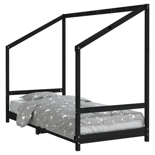 Kids Bed Frame Black 90x200 cm Solid Wood Pine - Giant Lobelia