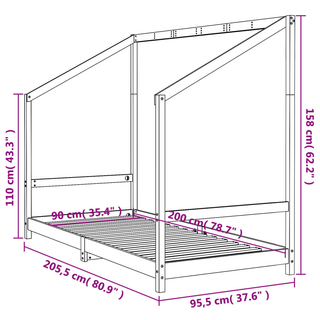 Kids Bed Frame 90x200 cm Solid Wood Pine - Giant Lobelia