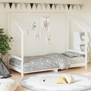 Kids Bed Frame White 90x200 cm Solid Wood Pine - Giant Lobelia