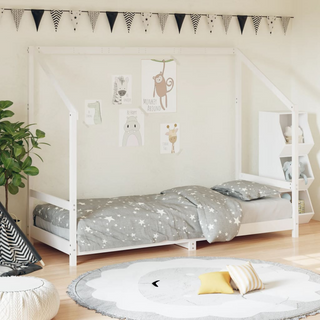 Kids Bed Frame White 80x200 cm Solid Wood Pine - Giant Lobelia