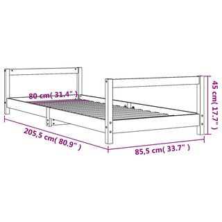 Kids Bed Frame White 80x200 cm Solid Wood Pine - Giant Lobelia