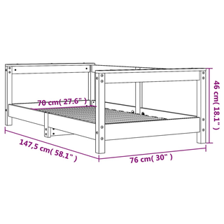 Kids Bed Frame White 70x140 cm Solid Wood Pine - Giant Lobelia