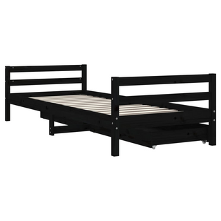 Kids Bed Frame with Drawers Black 90x200 cm Solid Wood Pine - Giant Lobelia