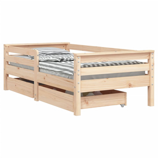 Kids Bed Frame with Drawers 70x140 cm Solid Wood Pine - Giant Lobelia