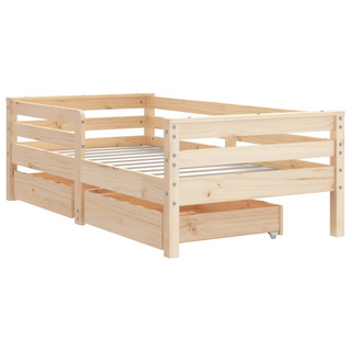 Kids Bed Frame with Drawers 70x140 cm Solid Wood Pine - Giant Lobelia