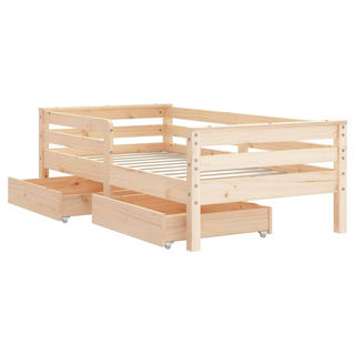 Kids Bed Frame with Drawers 70x140 cm Solid Wood Pine - Giant Lobelia