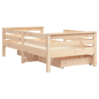 Kids Bed Frame with Drawers 70x140 cm Solid Wood Pine - Giant Lobelia