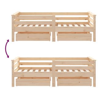 Kids Bed Frame with Drawers 70x140 cm Solid Wood Pine - Giant Lobelia