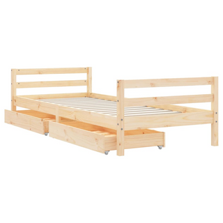 Kids Bed Frame with Drawers 90x200 cm Solid Wood Pine - Giant Lobelia