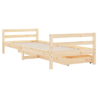 Kids Bed Frame with Drawers 90x200 cm Solid Wood Pine - Giant Lobelia