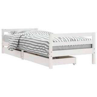 Kids Bed Frame with Drawers White 90x200 cm Solid Wood Pine - Giant Lobelia