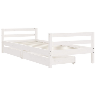 Kids Bed Frame with Drawers White 90x200 cm Solid Wood Pine - Giant Lobelia