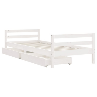 Kids Bed Frame with Drawers White 90x200 cm Solid Wood Pine - Giant Lobelia