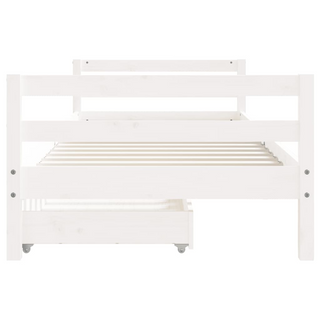 Kids Bed Frame with Drawers White 90x200 cm Solid Wood Pine - Giant Lobelia