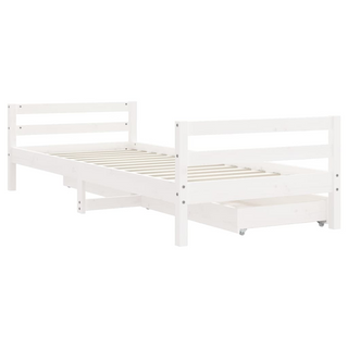 Kids Bed Frame with Drawers White 90x200 cm Solid Wood Pine - Giant Lobelia