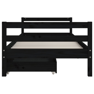 Kids Bed Frame with Drawers Black 80x200 cm Solid Wood Pine - Giant Lobelia