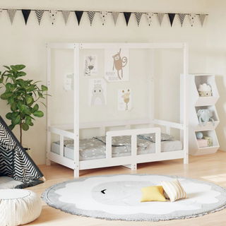 Kids Bed Frame White 70x140 cm Solid Wood Pine - Giant Lobelia