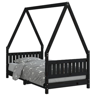 Kids Bed Frame Black 80x160 cm Solid Wood Pine - Giant Lobelia