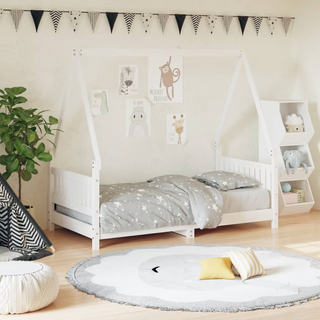 Kids Bed Frame White 80x160 cm Solid Wood Pine - Giant Lobelia