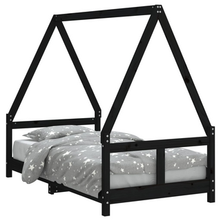 Kids Bed Frame Black 80x160 cm Solid Wood Pine - Giant Lobelia