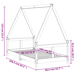 Kids Bed Frame White 80x160 cm Solid Wood Pine - Giant Lobelia