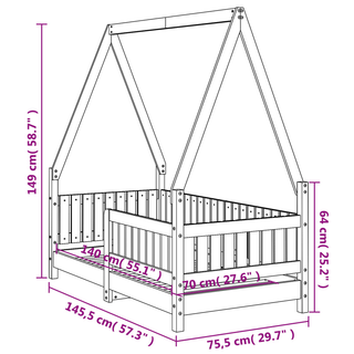 Kids Bed Frame 70x140 cm Solid Wood Pine - Giant Lobelia