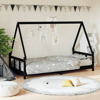 Kids Bed Frame Black 90x190 cm Solid Wood Pine - Giant Lobelia