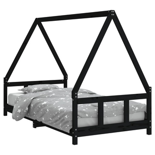 Kids Bed Frame Black 90x190 cm Solid Wood Pine - Giant Lobelia