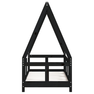 Kids Bed Frame Black 70x140 cm Solid Wood Pine - Giant Lobelia