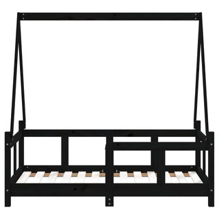 Kids Bed Frame Black 70x140 cm Solid Wood Pine - Giant Lobelia