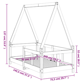 Kids Bed Frame 70x140 cm Solid Wood Pine - Giant Lobelia