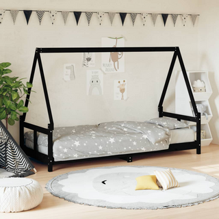 Kids Bed Frame Black 80x200 cm Solid Wood Pine - Giant Lobelia