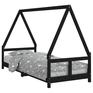 Kids Bed Frame Black 80x200 cm Solid Wood Pine - Giant Lobelia