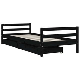 Kids Bed Frame with Drawers Black 90x190 cm Solid Wood Pine - Giant Lobelia