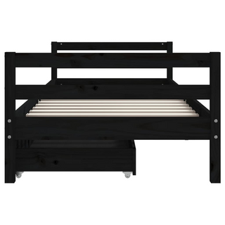 Kids Bed Frame with Drawers Black 90x190 cm Solid Wood Pine - Giant Lobelia