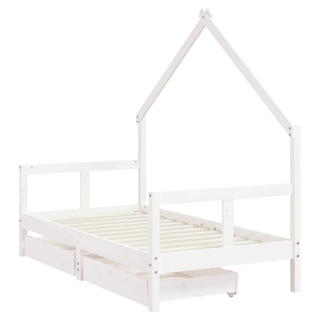 Kids Bed Frame with Drawers Black 80x160 cm Solid Wood Pine - Giant Lobelia