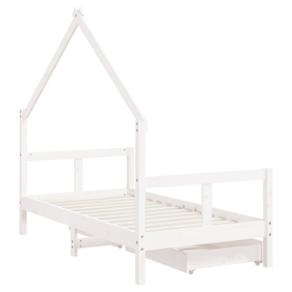 Kids Bed Frame with Drawers Black 80x160 cm Solid Wood Pine - Giant Lobelia