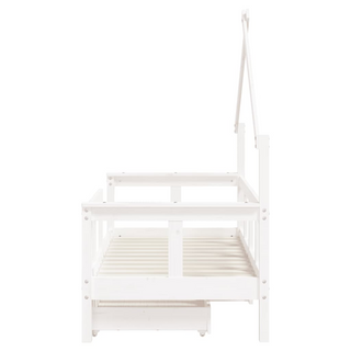 Kids Bed Frame with Drawers White 70x140 cm Solid Wood Pine - Giant Lobelia