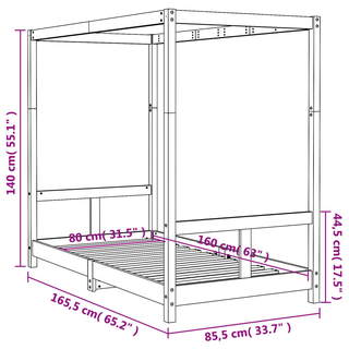 Kids Bed Frame White 80x160 cm Solid Wood Pine - Giant Lobelia