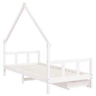 Kids Bed Frame with Drawers White 90x200 cm Solid Wood Pine - Giant Lobelia