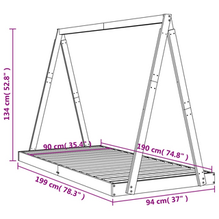 Kids Bed Frame 90x190 cm Solid Wood Pine - Giant Lobelia