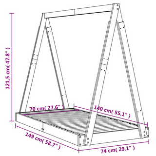 Kids Bed Frame 70x140 cm Solid Wood Pine - Giant Lobelia