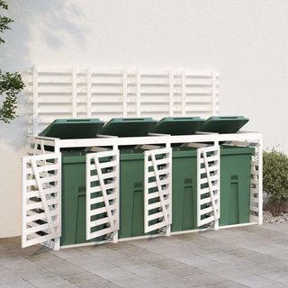 Quadruple Wheelie Bin Storage White Solid Wood Pine - Giant Lobelia