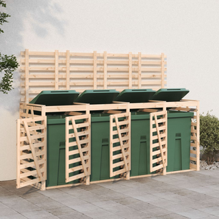 Quadruple Wheelie Bin Storage Solid Wood Pine - Giant Lobelia