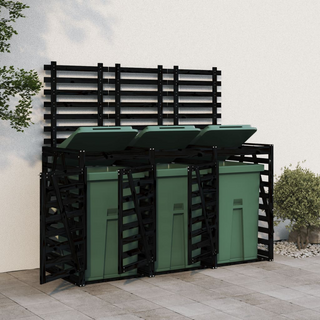 Triple Wheelie Bin Storage Black Solid Wood Pine - Giant Lobelia