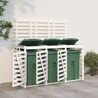 Triple Wheelie Bin Storage White Solid Wood Pine - Giant Lobelia